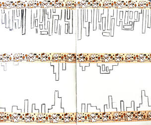 pencil sketch of one of the backgrounds