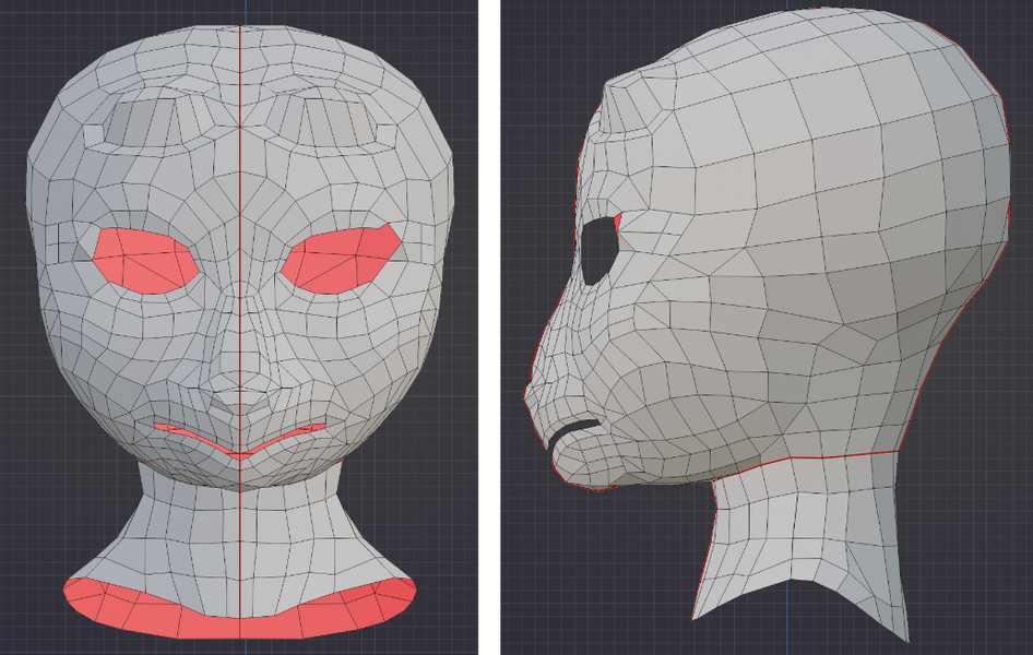 retopology, also for the first time. we did not have to rig the face, but i left a gap for the mouth for practice.