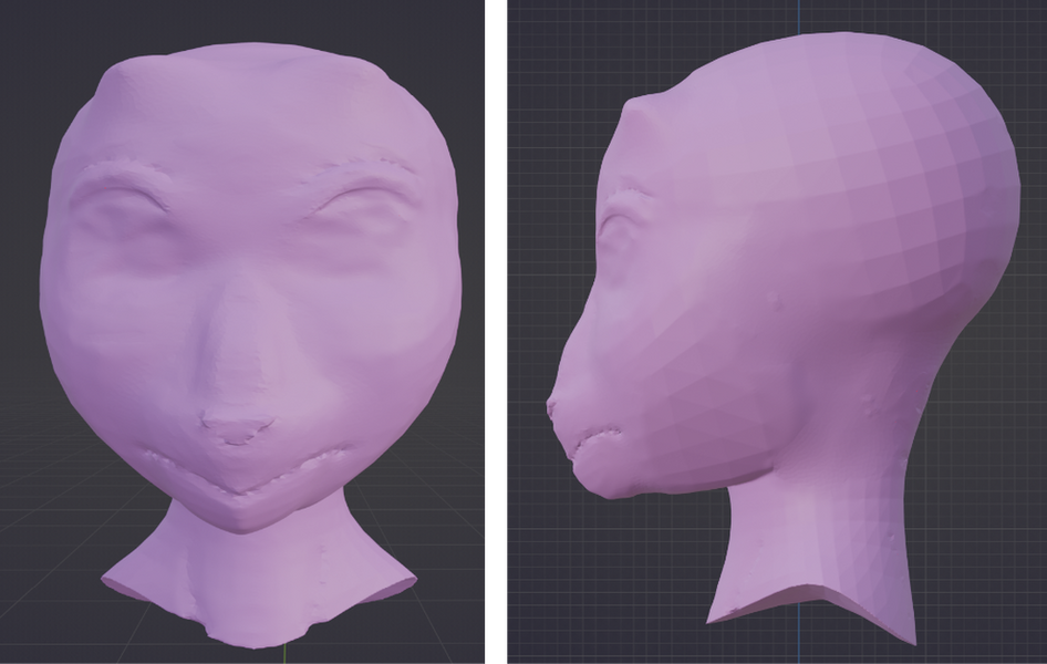 sculpting the head was my first experience with the sculpt mode. i included smaller details like the horn nubs and flatter snout after referencing the official LoZ models.